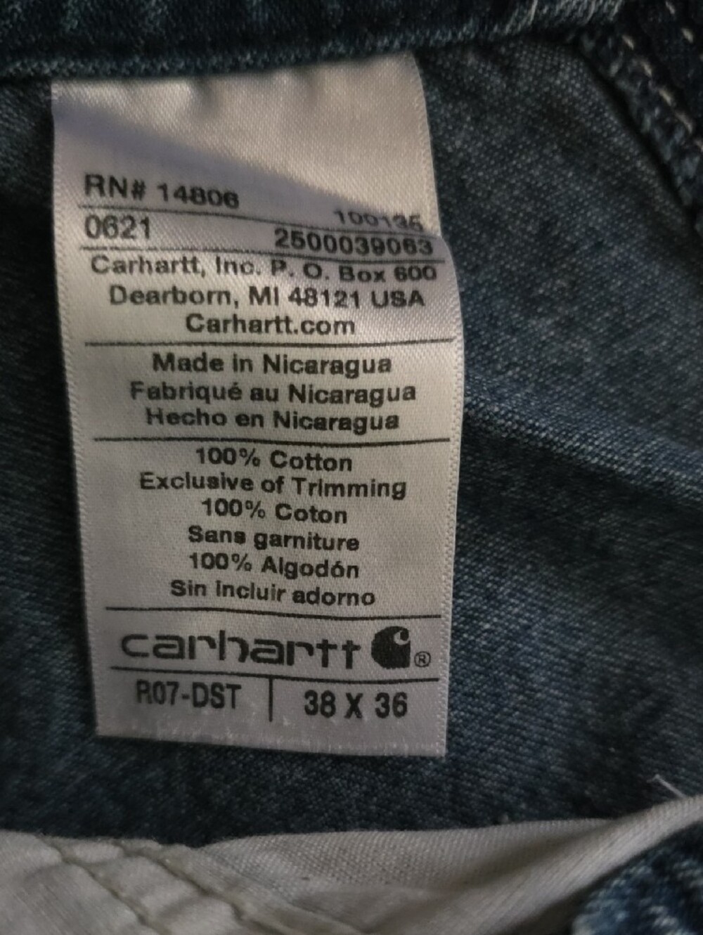 Carhartt Blue Denim Work Overalls with Bib - Picture 4 of 4